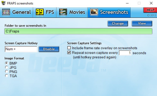 fraps video capture settings