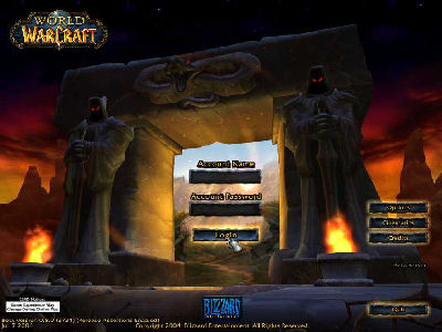 The logon screen from beta, advertising a place you can't go until you buy the first expansion!