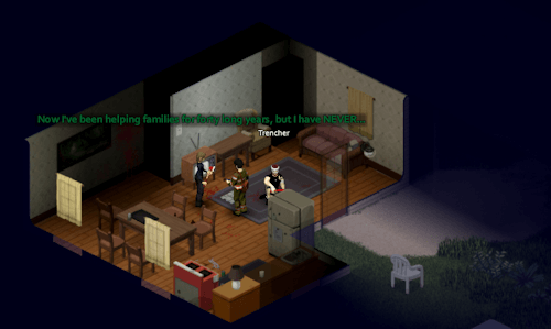 Taking a breather in an abandoned house.