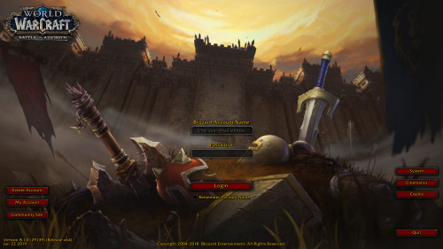 The Battle for Azeroth login screen looks like something of a throwback.