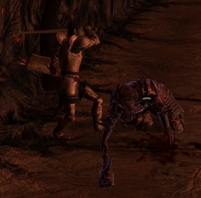 Farwil executes a Dremora prisoner.