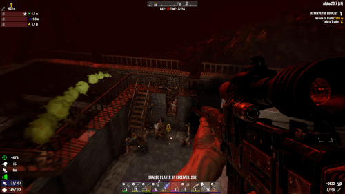 Sniping zombies as they funnel into our compound during a Blood Moon.