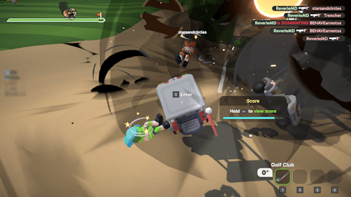 The exact moment a rocket slams into a couple of golf carts. FORE!